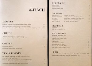 The Finch wine list